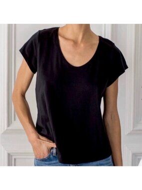 AYR Womens Black Super Cool Pima Cotton T-Shirt Short Sleeve Size M